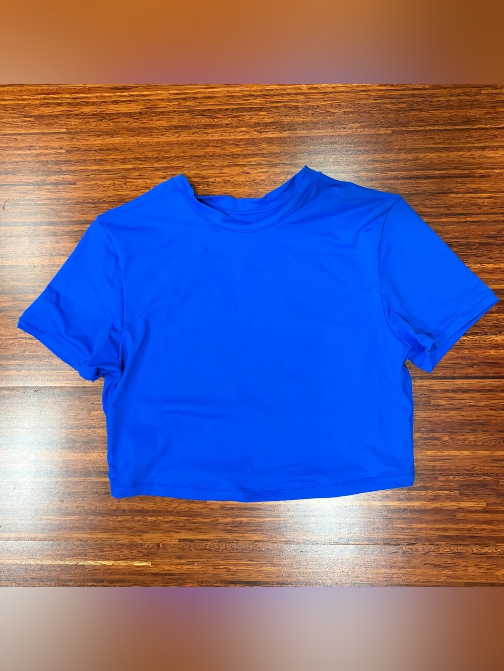 SKIMS Recycled Cropped Swim T Shirt Rash Guard Cobalt Blue Size Medium